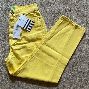 NWT Free People SR vs. Sandrine Rose Virgin Label Solei Yellow Wide Fit Pants
